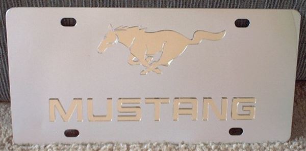 Mustang script w/ running horse Gold s/s plate